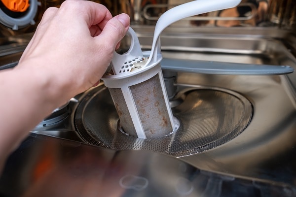 Bottom filter in dishwasher