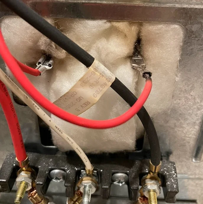 wiring connections in oven
